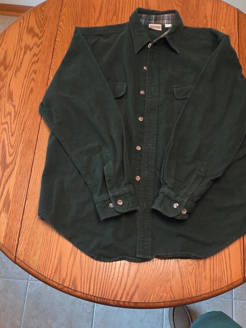 Field & Stream Dark Green Corduroy Button-Down Shirt Size L